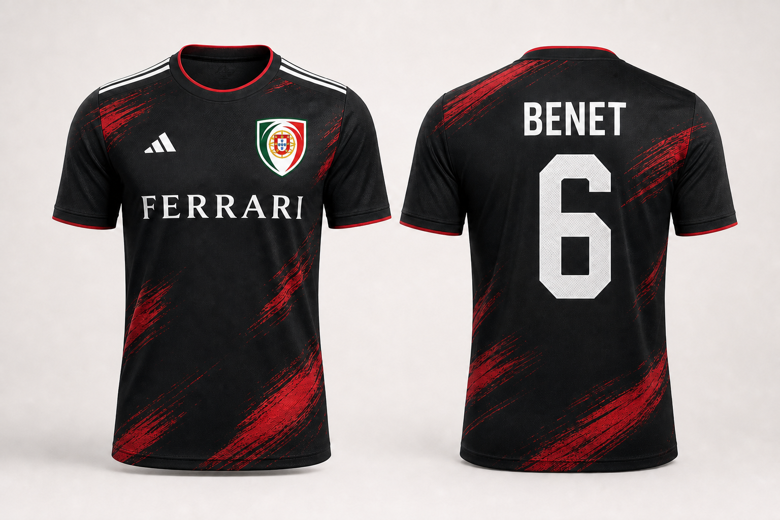 CE CDP black and red Adidas away shirt