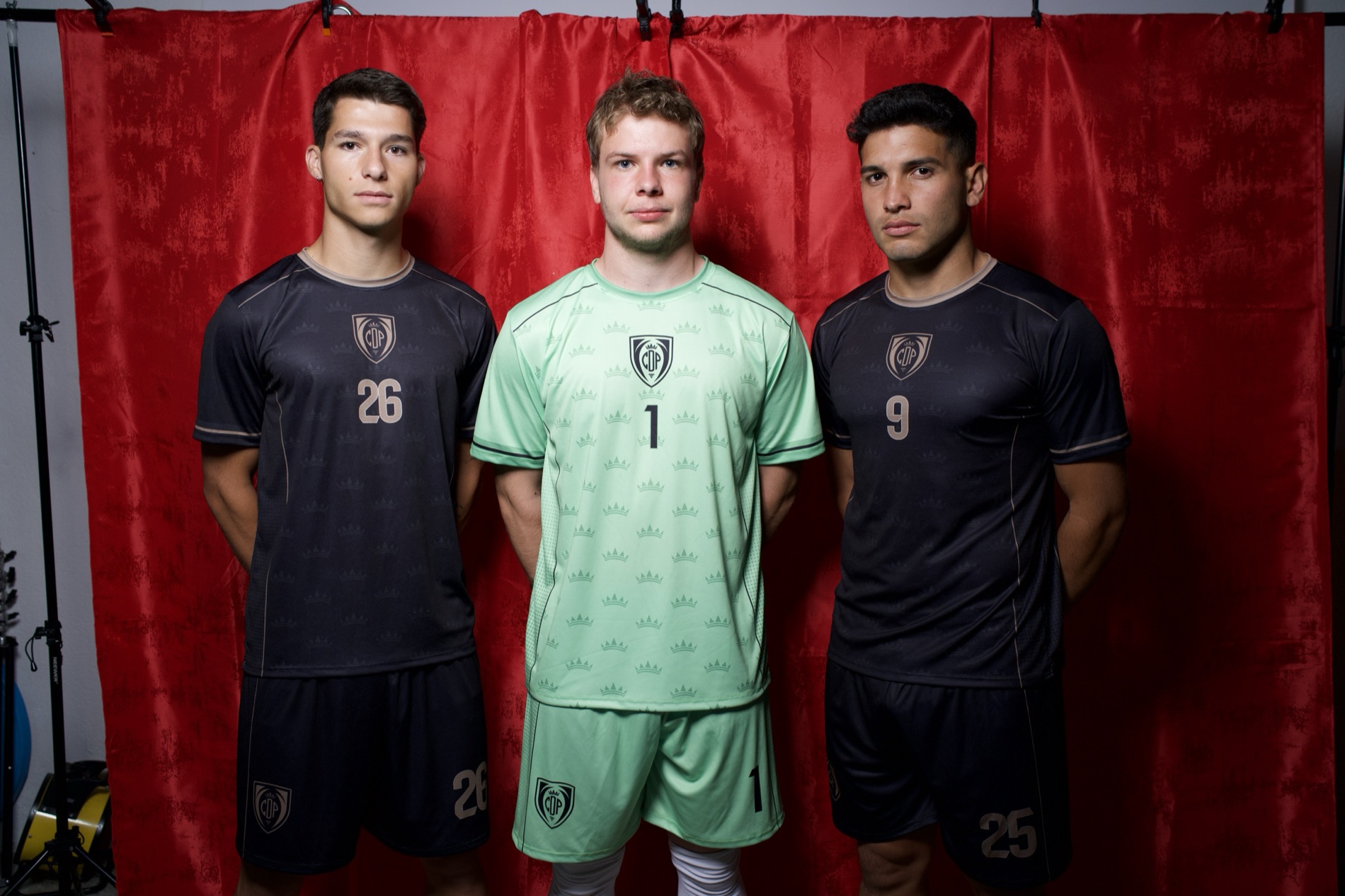 Three CE CDP players presenting the 2026/27 kits
